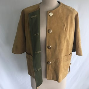 1960s Honey Suede Capelet Coat 60s Suede Coat Mod Suede Coat Space Age Jacket Boho Coat Cape Coat image 6