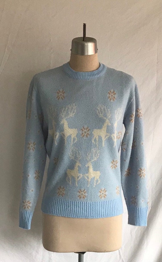 1970s Does 1940s Catalina Style Reindeer Snowflake