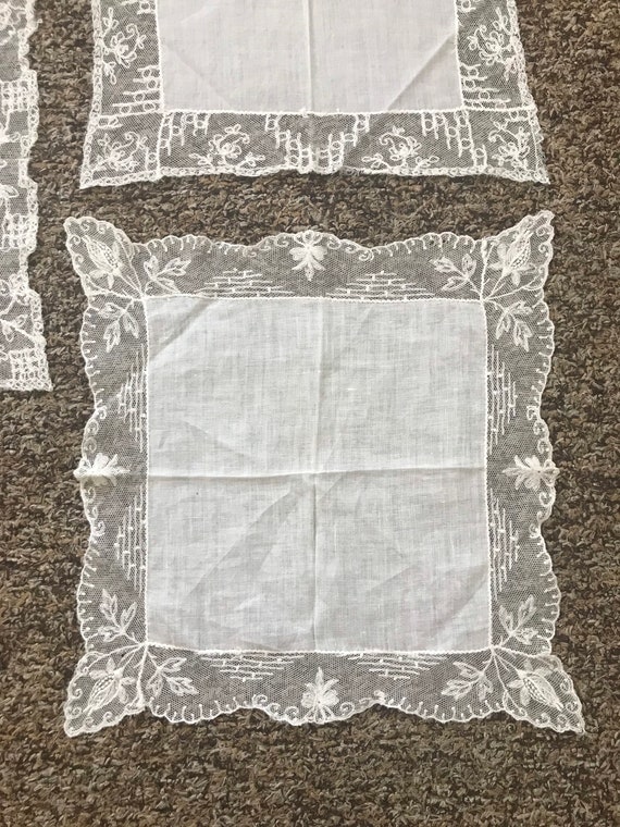 Set of 3 Edwardian Lace Handkerchiefs - Steampunk… - image 2