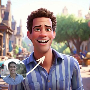 Custom Disney-Style Cartoon Portrait from Photo – Personalized Character Art | Digital Download