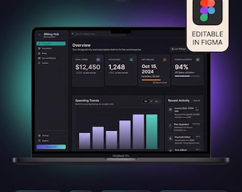 Figma UI Kit Fintech SaaS Dashboard, Dark Admin Crypto Web3, über 100 Bildschirme