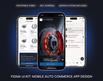 Figma UI Kit Mobile Ecommerce App Video, Automotive Reels Shop, 80+ Screens