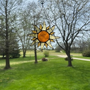 Handmade Sun Stained Glass Window Hanging Suncatcher