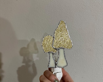 Handmade Morel Mushroom Stained Glass Night Light