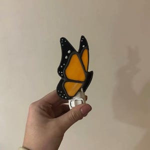 Handmade Stained Glass Monarch or Blue Buttefly Night Light