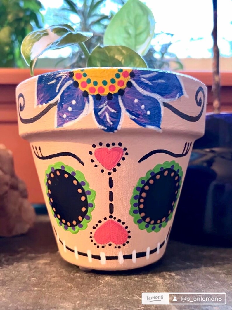 Dia De Los Muertos sugar Skull Planter Etsy