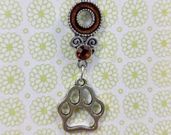 Amber and Silver Pawprint Necklace