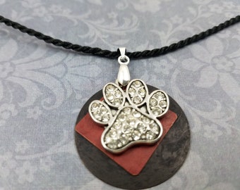 Deco Sparkly Pawprint Necklace