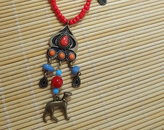 Boho style Greyhound or Whippet Necklace