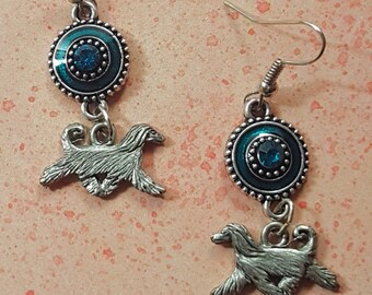 Afghan Hound Turquoise Sparkle Earrings