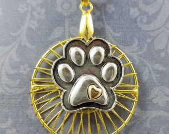 Two Tone Pawprint Necklace