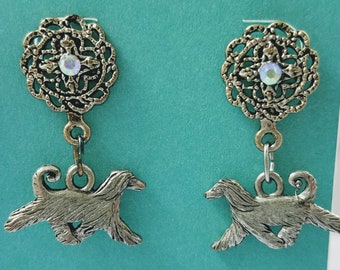 Afghan Hound Filigree Stud Earrings