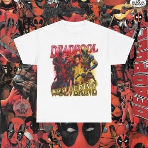 Vintage Deadpool and Wolverine 90s Bootleg Graphic Tee Deadpool 3 Shirt Wolverine Deadpool Movie Merch Funny Deadpool Tee Shirt
