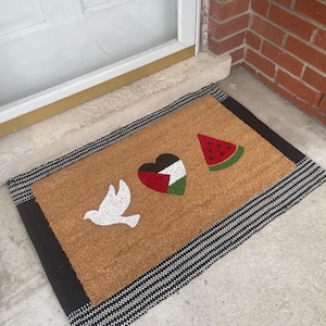 Palestine Doormat, Watermelon Doormat, Free Palestine Doormat, Cute Doormat, Palestine Home Decor, Housewarming Gift, Dove, Palestine Flag