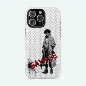SAVAGE ANIME Phone Case | Fit for iPhone 16 Pro Max, 15 Plus, 14, 13, 12, 11, More Models | Protective Anime Themed Case, Manga