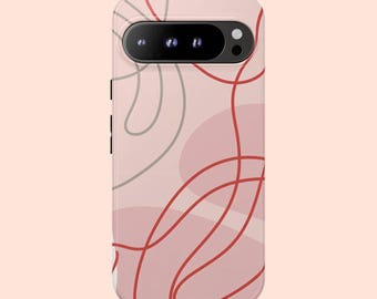 Organic Pink Lines Phone Case: Abstract Protective Cover