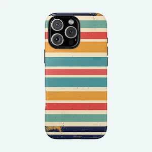 VINTAGE RETRO STRIPES Phone Case | Fit for iPhone 16 Pro Max, 15 Plus, 14, 13, 12, 11, More Models | Protective Retro Themed Case, Retro