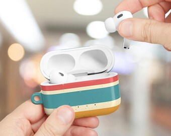 Retro Stripes AirPods Case: Protective Abstract Design Cover