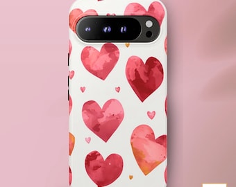 Watercolour Hearts Valentine's Day Phone Case | Gift for Google Pixel 9, 9 Pro, 9 Pro XL, 8, 8 Pro, 7, 7 Pro, and More