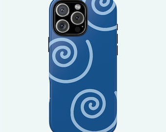 Blue Swirl Lines Phone Case: Abstract Protective Cover For Apple iPhone