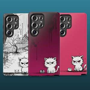 GRUMPY CATS Phone Case | Fit For Samsung Galaxy S25 Ultra, S24 Plus, S23, S22, More Models | Protective Animal Themed Case, Cute, Funny