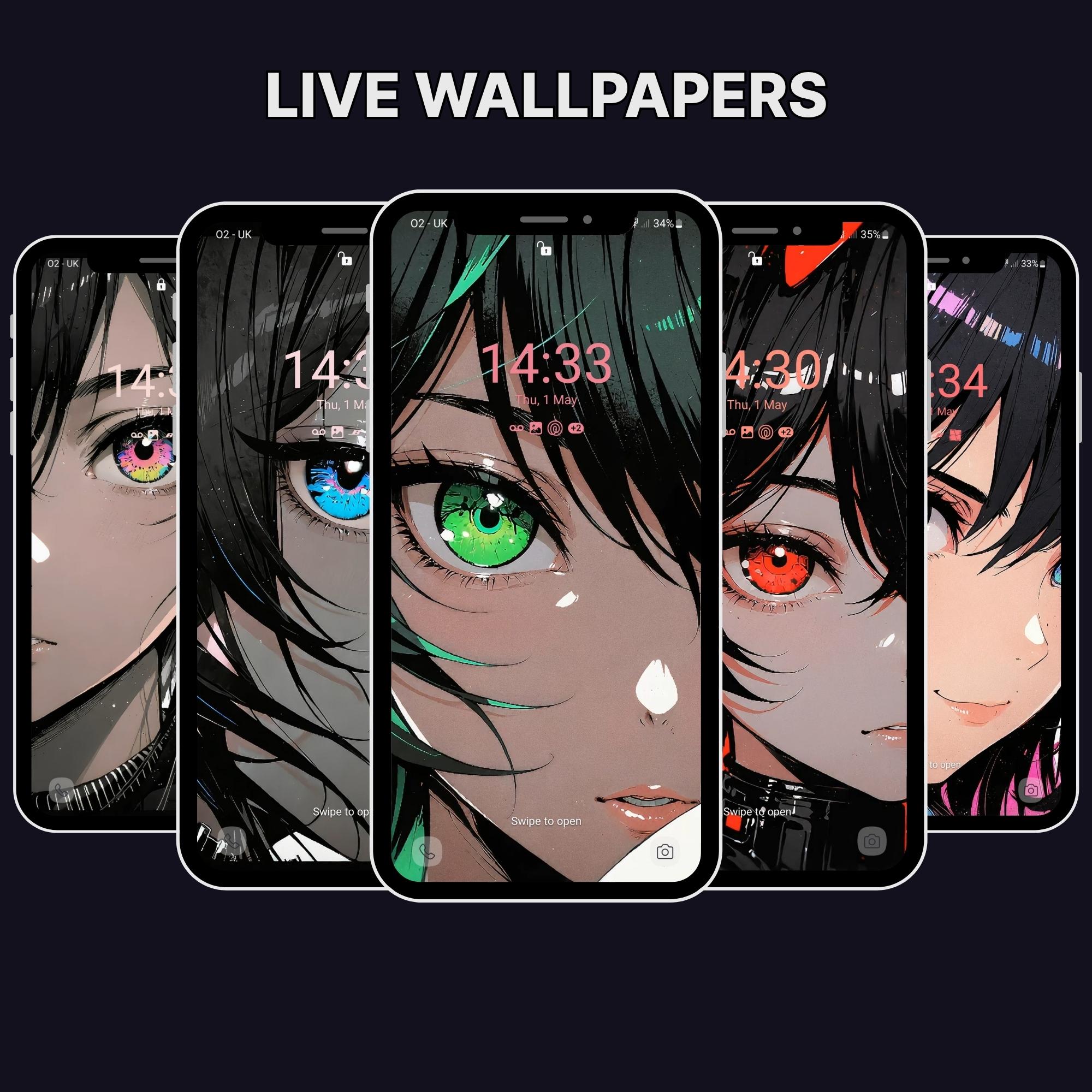 5 Anime Girl Eyes Live Phone Wallpaper MP4 \u0026 JPG for Android | Cute Anime  Home Screen and Lock Screen Background - Etsy, image size:2000x2000