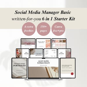 Social Media Manager 6 in 1 Starter Kit • Social Media Manager Bundle Offer • Social Media Manager Client Onboarding Canva Templates