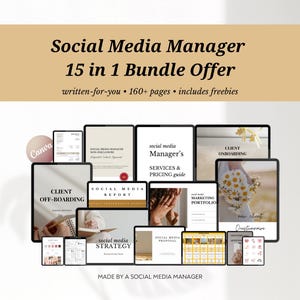 Social Media Manager 15 in 1 Starter Kit • Social Media Manager Beginner Templates • Social Media Manager Bundle Offer • Social Media Bundle