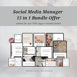 Social Media Manager 15 in 1 Starter Kit • Social Media Manager Beginner Templates • Social Media Manager Bundle Offer • Social Media Bundle