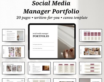 Plantilla de portafolio para gestor de redes sociales: Canva (descarga digital)