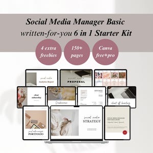 Social Media Manager 6 in 1 Starter Kit • Social Media Manager Bundle Offer • Social Media Manager Client Onboarding Canva Templates