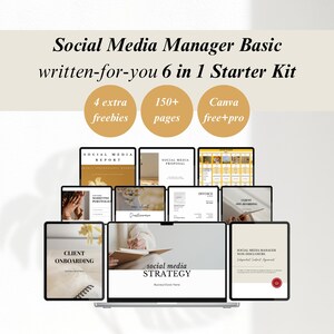 Social Media Manager 6 in 1 Starter Kit • Social Media Manager Bundle Offer • Social Media Manager Client Onboarding Canva Templates
