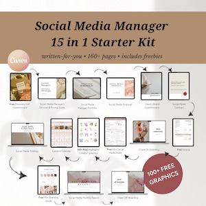 Social Media Manager 15 in 1 Starter Kit • Social Media Manager Beginner Templates • Social Media Manager Bundle Offer • Social Media Bundle