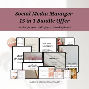 Social Media Manager 15 in 1 Starter Kit • Social Media Manager Beginner Templates • Social Media Manager Bundle Offer • Social Media Bundle