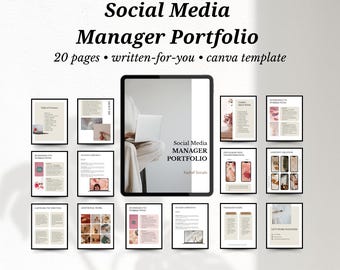 Plantilla de portafolio para gestor de redes sociales: Canva editable (descarga digital)