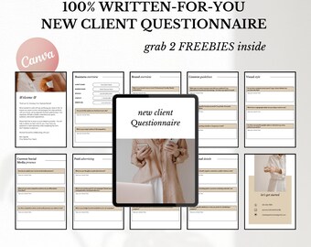 Social Media Client Questionnaire Template: Canva Client Onboarding (Digital Download)