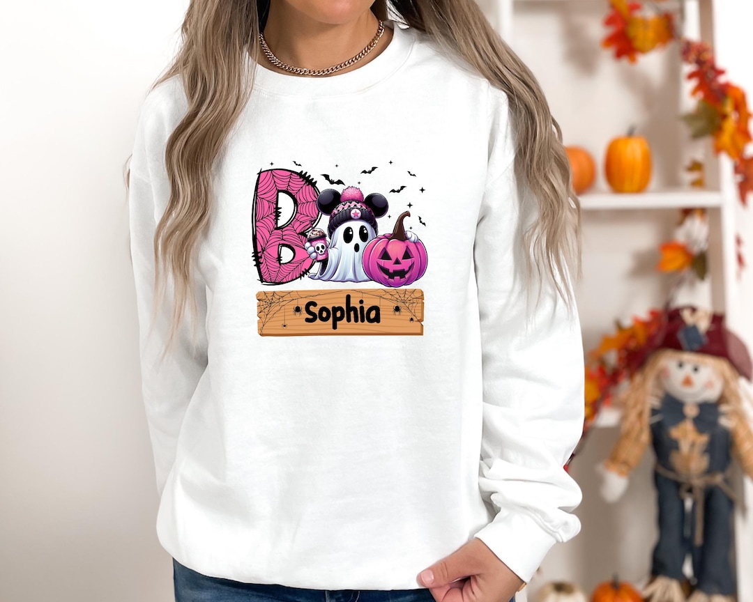 Boo Custom Personalized Boo Ghost Halloween Sweatshirt, Halloween Sweatshirt ...
