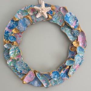 Handcrafted Pastel Coastal Shell Wreath