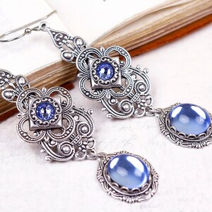 Light Blue Renaissance Earrings, Sky, Victorian Bridal Jewelry, Medieval Jewelry, Renaissance Wedding, Ren Faire, Garb, Avalon, E16