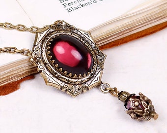 Medieval Necklace, Amethyst Pendant, Royal Purple Tudor Jewelry, Renaissance Jewel Necklace, SCA, Wedding, N1