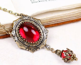 Ruby Renaissance Necklace, Ren Faire Jewelry, Tudor Costume, Medieval Wedding, Renaissance Bride, Handfasting, Pagan, N1