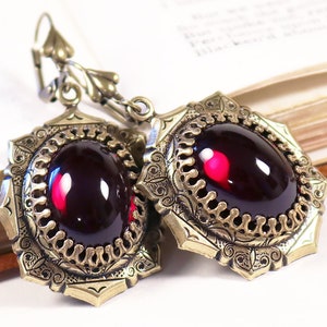 Red Renaissance Earrings, Garnet, Medieval Jewelry, SCA Garb, Tudor Costume, Gothic Victorian, Antique Look, Borgias, Bridesmaid, E25