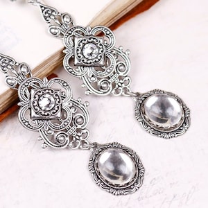 Medieval, Renaissance, Tudor, Crystal, Medieval Jewelry, Queen, Wedding, Garb, Bridesmaid Earrings, SCA, Avalon, E16