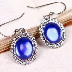 Blue Victorian Earrings, Sapphire Renaissance Jewelry, Medieval Jewelry, Ren Faire Wedding, Bridesmaid Earrings, Bridal, Victorian, E5