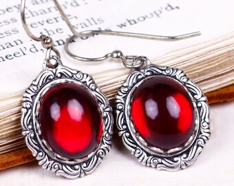 Rote viktorianische Ohrringe, Granat Glas Renaissance Schmuck, Mittelalter Schmuck, Ren Faire Hochzeit, Brautjungfer, Brautschmuck, Viktorianischer Schmuck, E5