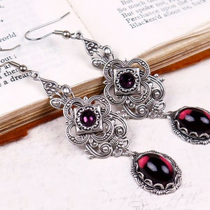 Medieval, Renaissance, Tudor, Amethyst, Purple, Medieval Jewelry, Queen, Wedding, Bridesmaid Earrings, SCA, Avalon, E16