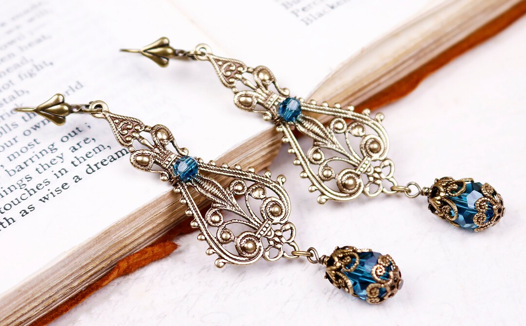 Blue Renaissance Earrings Ren Faire Accessories Tudor - Etsy UK