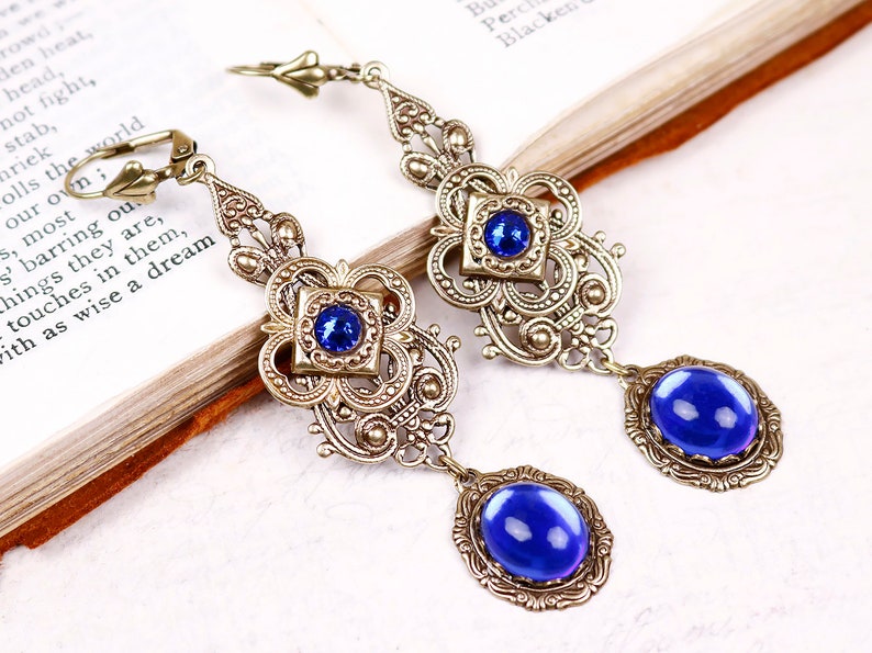 Ren Faire Jewelry Sapphire Renaissance Earrings Blue Etsy