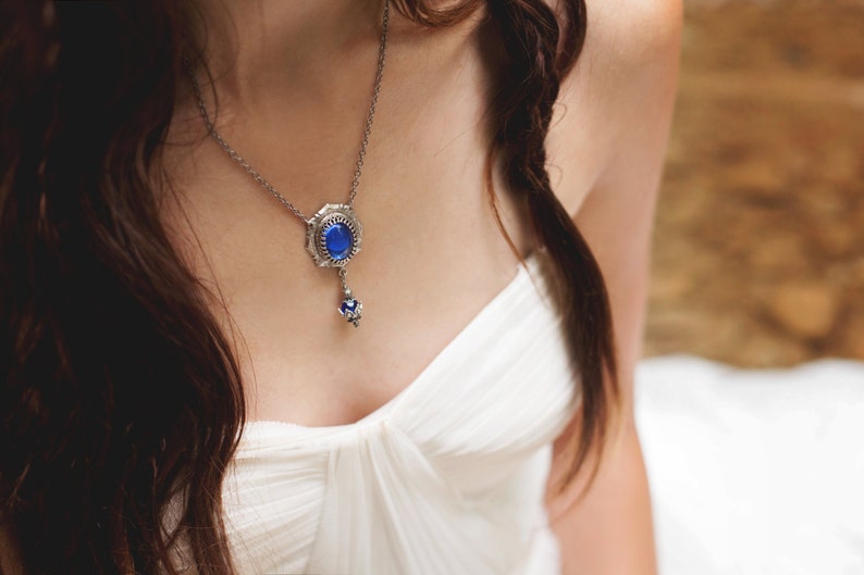 Dark Blue Necklace, Renaissance Jewelry, Tudor Costume, Medieval Wedding, Ren Faire, Renaissance Necklace, N1 image 3