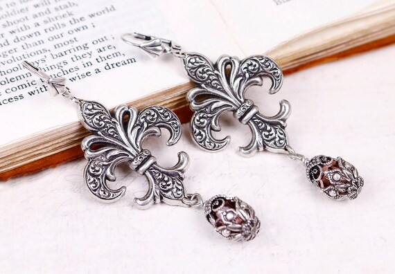 Pendientes Rosa Flor de Cristal Renacentista - Etsy